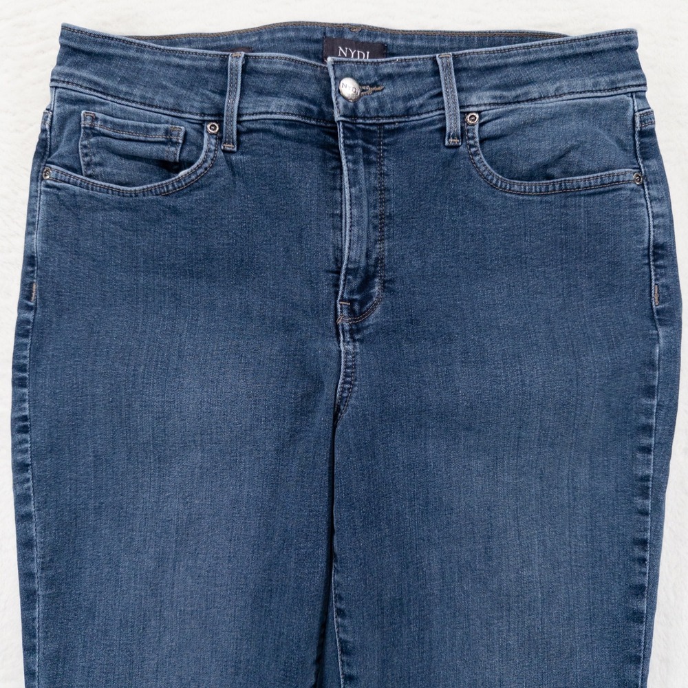 NYDJ Womens Jeans Size 12 Blue Straight Leg Stretch Tencel Denim Medium Wash - Picture 2 of 14